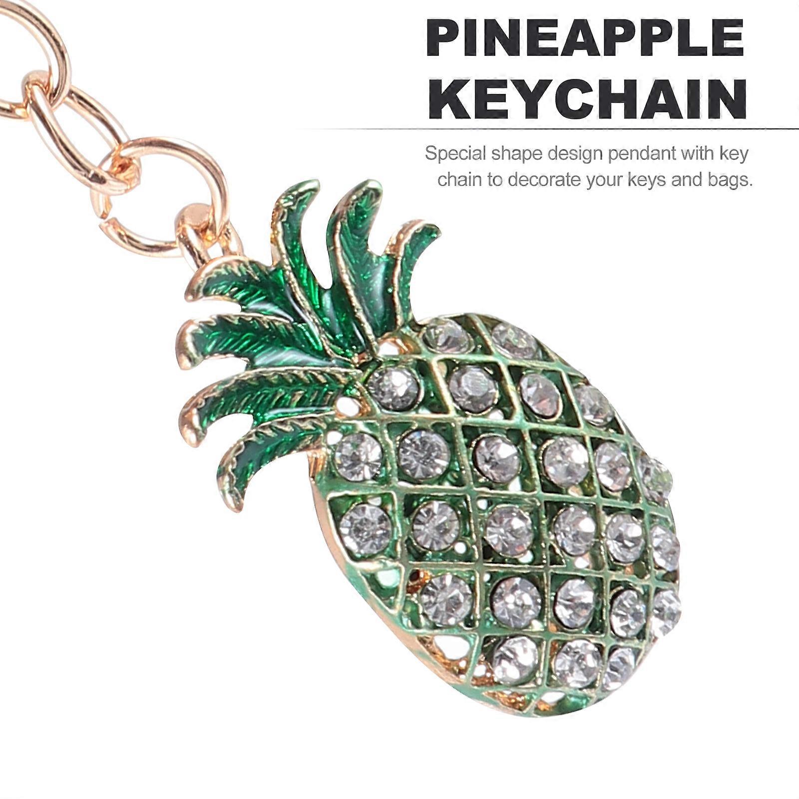 4pcs Shiny Pineapple Key Chains Bag Keys Hanging Pendant Decorative Keychain