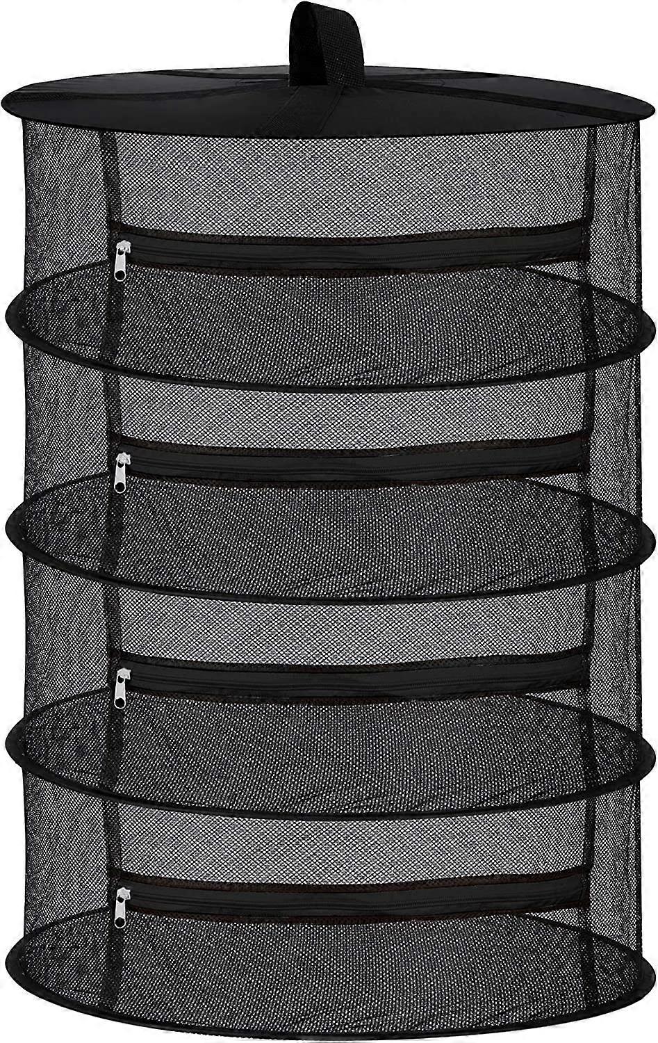 4 Layer Hanging Mesh Dry Herb Dryer Net with Zippers Black
