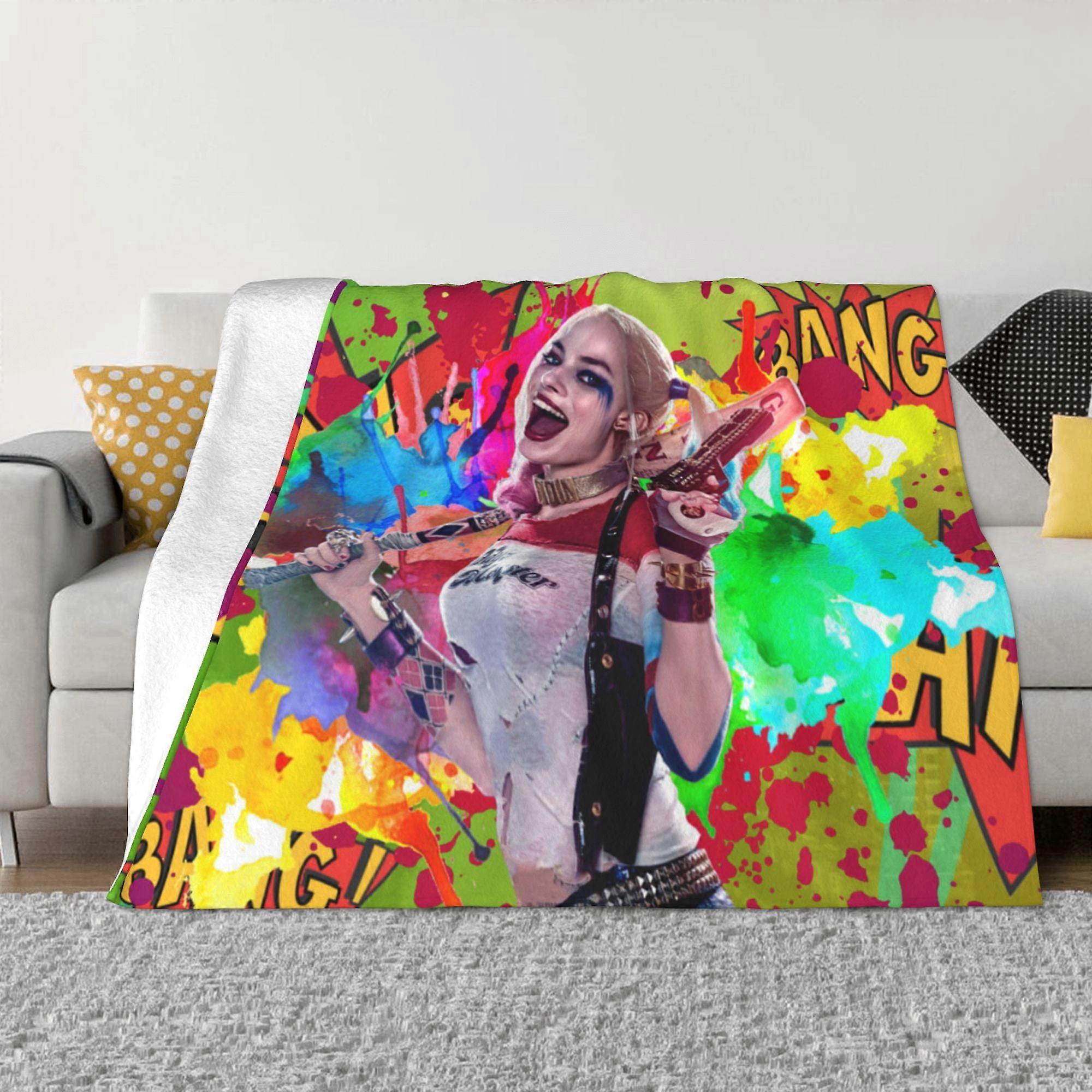 o634 Harley Quinn Fleece Deka Super Soft Útulná Deka, Lehká Fuzzy Pohodlná Flanelová Deka xMT9932