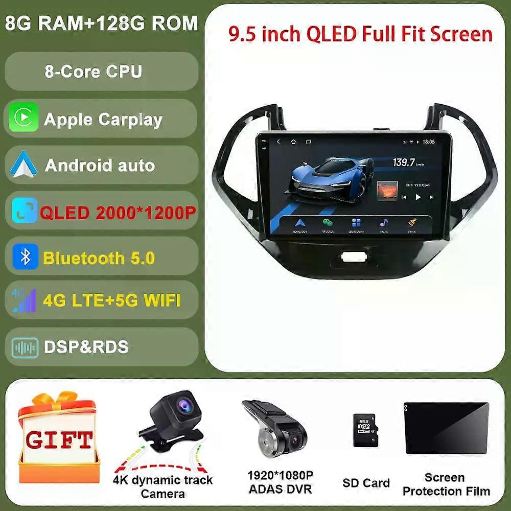 Ai Voice 8 Core 256g Android For Ford Figo Ka 2015 - 2020 Iphone Carplay Car Radio Multimedia Player Gps Autoradio Qled Bt5.0