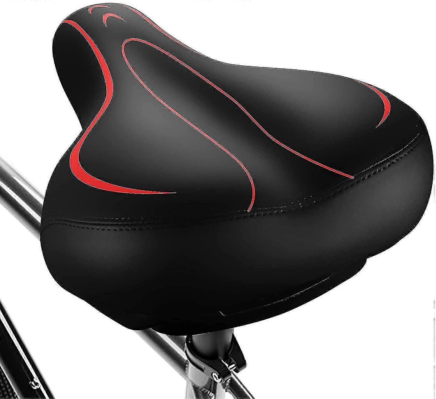Överdimensionerat cykelsäte, bekvämt cykelsäte - Universal Replacement Bicycle Saddle - Vattentätt lädercykelsäte med extra vadderat minnesskum - Bi