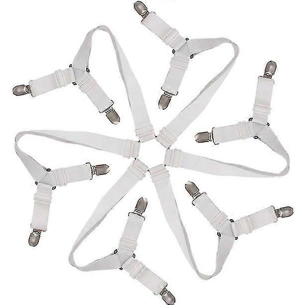 6 Sides Heavy Duty Triangle Bed Sheet Clip, Adjustable Elastic Sheet Straps Gripper Fastener Holder, Crisscross Bed Sheet Clip, Fit Round A,5931