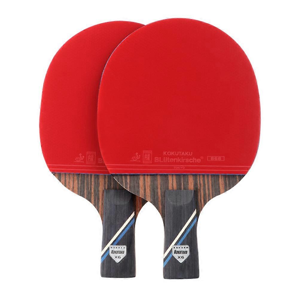 Type B KOKUTAKU 2PCS/Set 6-Star Table Tennis Racket Beginner Ping Pong Paddle with Carry Case