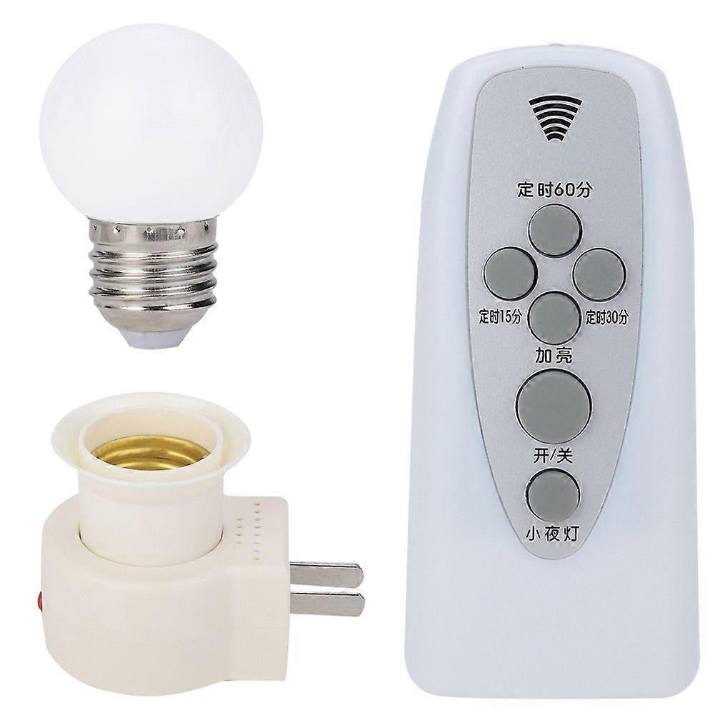 220V E27 LED Lamp Socket Intelligent Remote Control Night Light with Warm Bulb