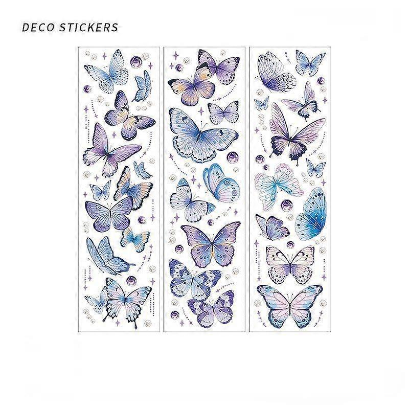 3pcs Colorful Butterfly PET Stickers Decorative Decals Phone Laptop Diary Journal Scrapbook