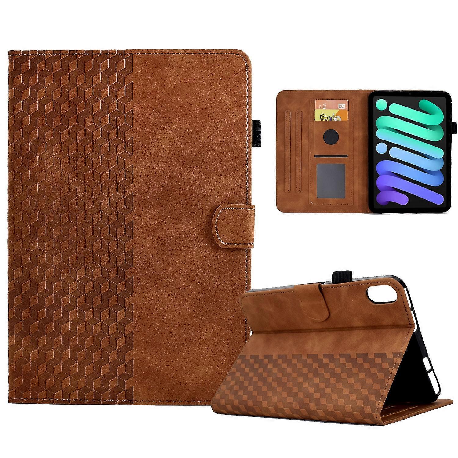 For iPad mini 6 / mini 2024 Rhombus Embossed Leather Smart Tablet Case