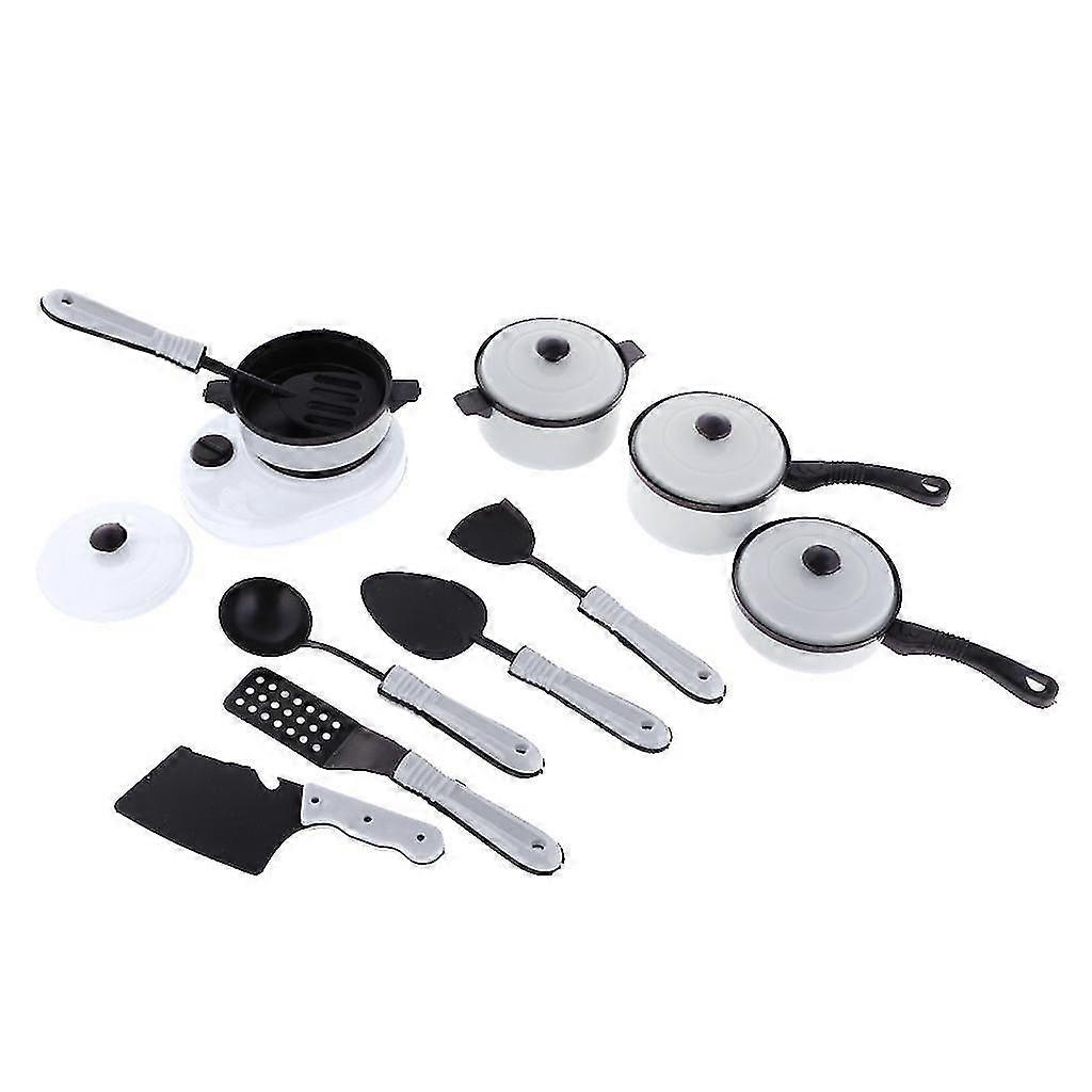11Pieces/Set Plastic Simulation Kitchen Cookware Set Kids Kitchen Toys White