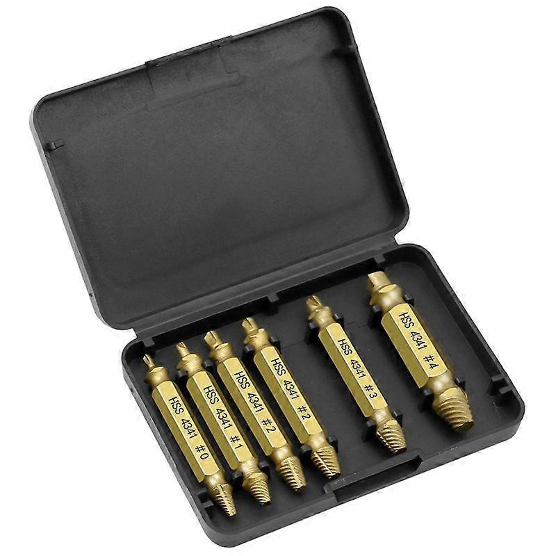 6pcs Damaged Screw Extractor Kit with Head and Bolt Extractor for Removing Broken Screws(Gold)