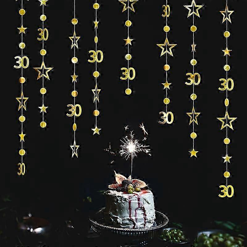 high quality4 Strings 3M 30th Birthday Decorations Number, 30 Circle Dot Twinkle Star Garland Metallic Hanging Streamer Bunting Banner Backdrop