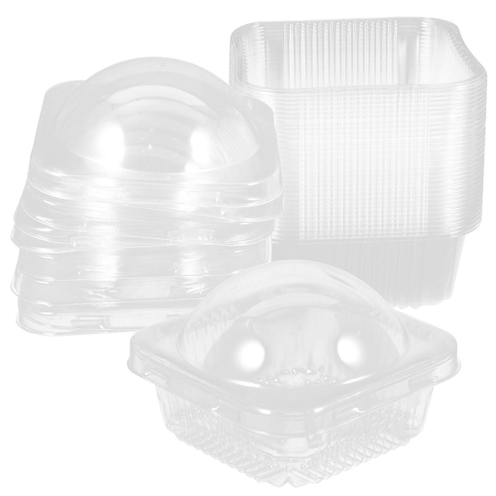 50Pcs Round Moon Cake Boxes Egg-Yolk Puff Containers Transparent Packing Boxes for Wrapping