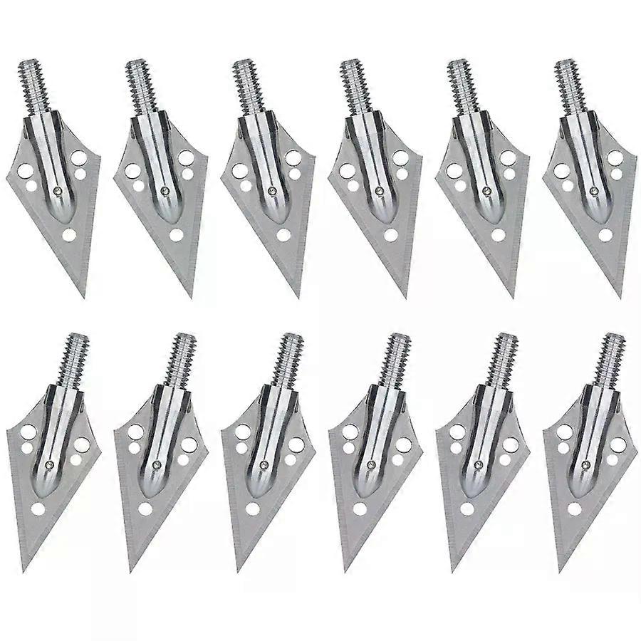 12 Pcs/Box 62mm 304 Stainless Steels Replaceable Broadhead Sharp Arrow Head Tips for Crossbow Bolts