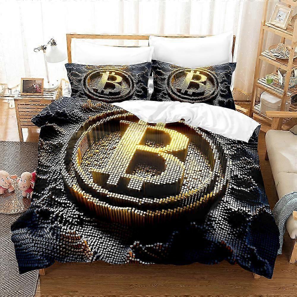 y158 Bed Sheets Bitcoin Graphic Bedding Set Single Twin Full Queen King Size Bed Set Aldult Kid Bedroom Duvetcover Sets 3D Print Bitcoin Graphic Bed S