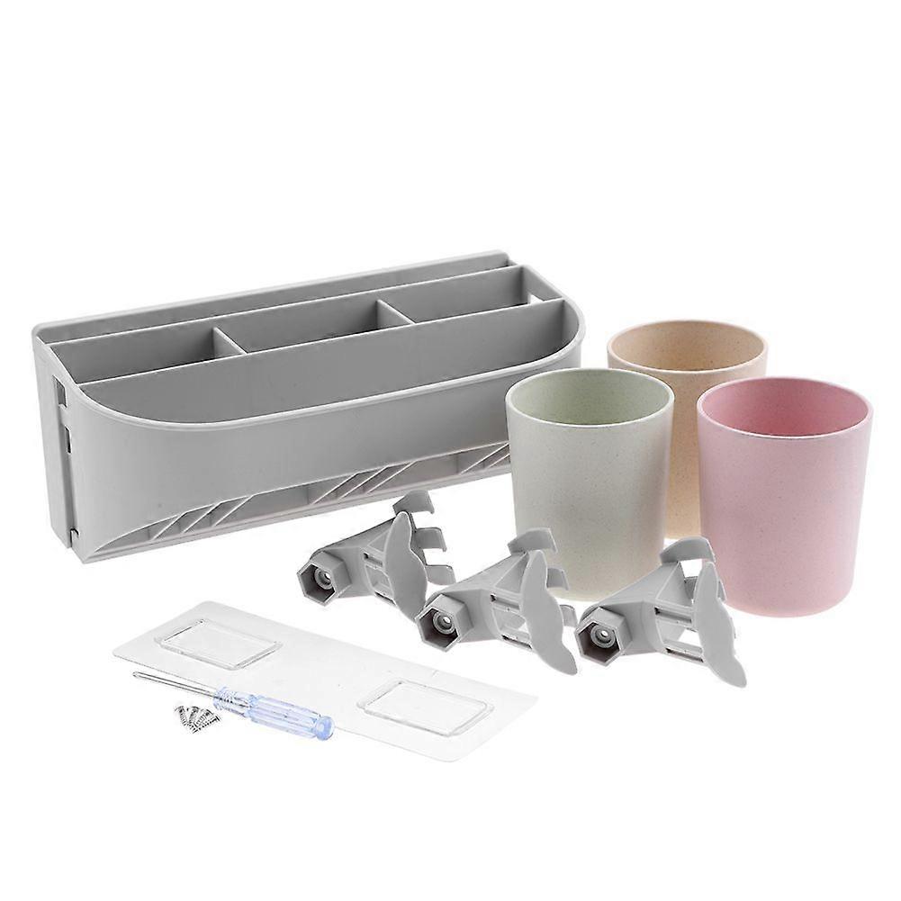 Compact Toothbrush Rack Multi-functional Bathroom Organizer Cosmetic Shaver Storage Holder(#2)