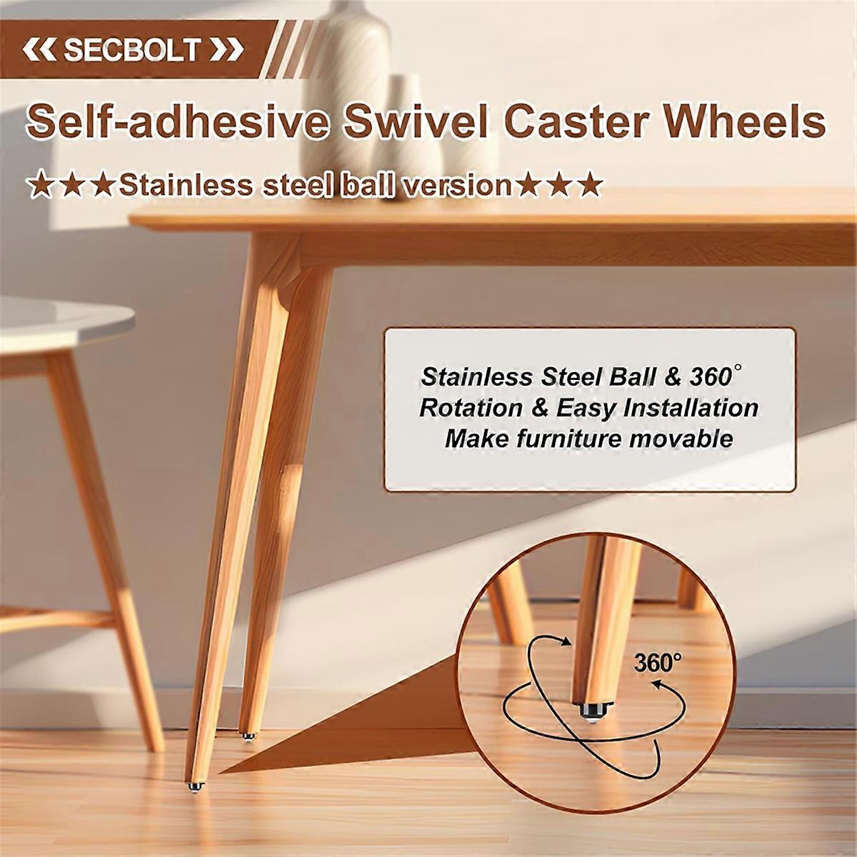 Updated Self Adhesive Caster Wheels 4 Pack, Stick On Wheels