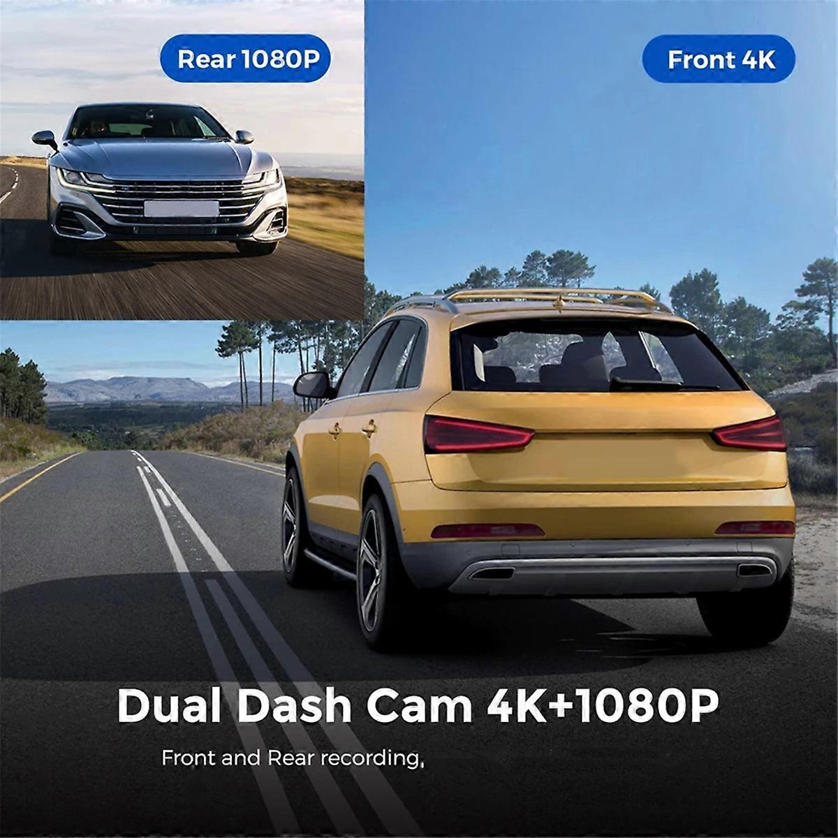4K Dashcam Mini Camera Recorder GPS Wifi 64G Parking Dual Lens