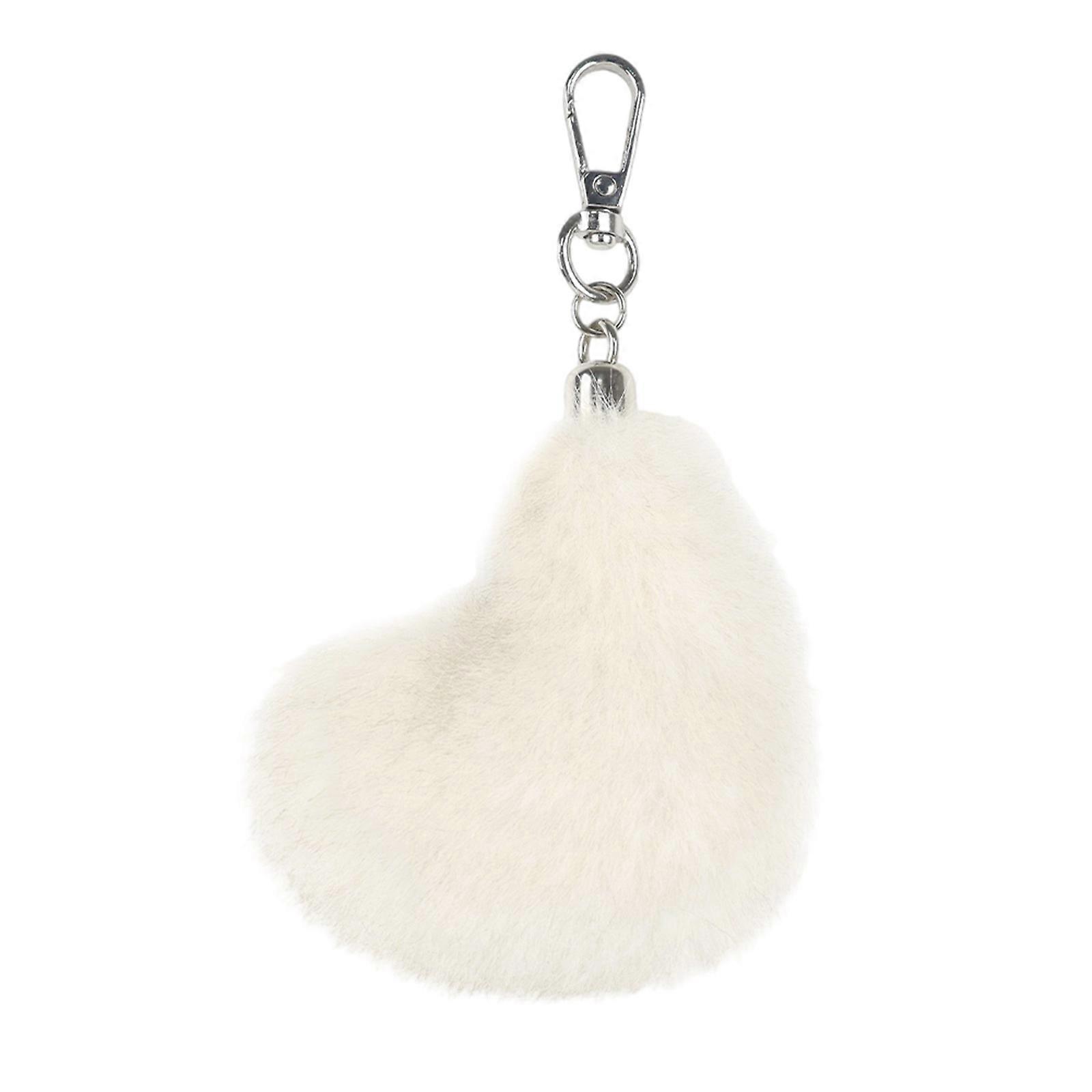 Furry Boot Pendant Keychain Key Holder Plush Tail Charm Keychain Purse Bag Charm Keychain Decorations Keychain Pendant White