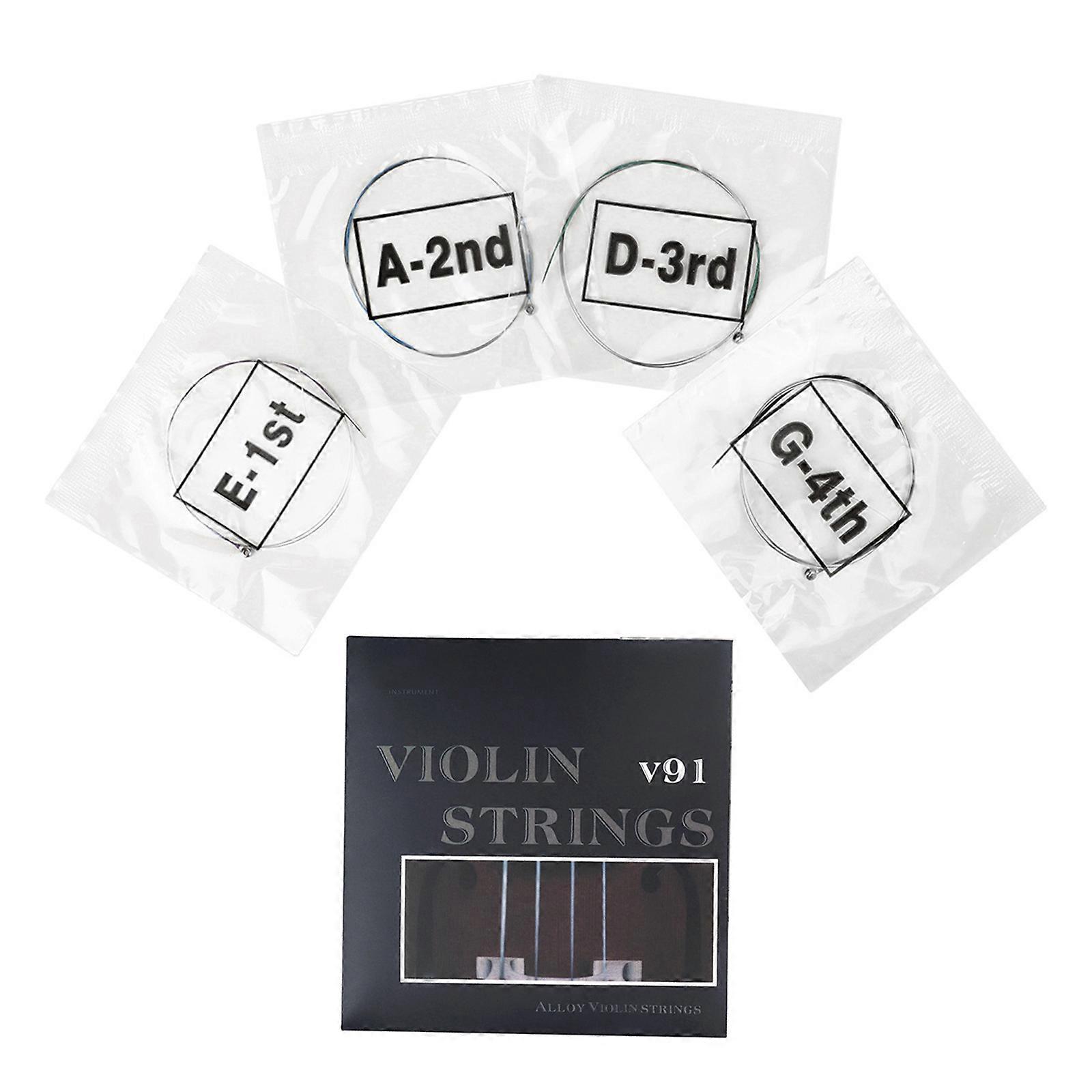 4 String Violin String Sets, Medium Scale Medium Tension Steel Core Warm Tone Economical and Durable for Student Strings