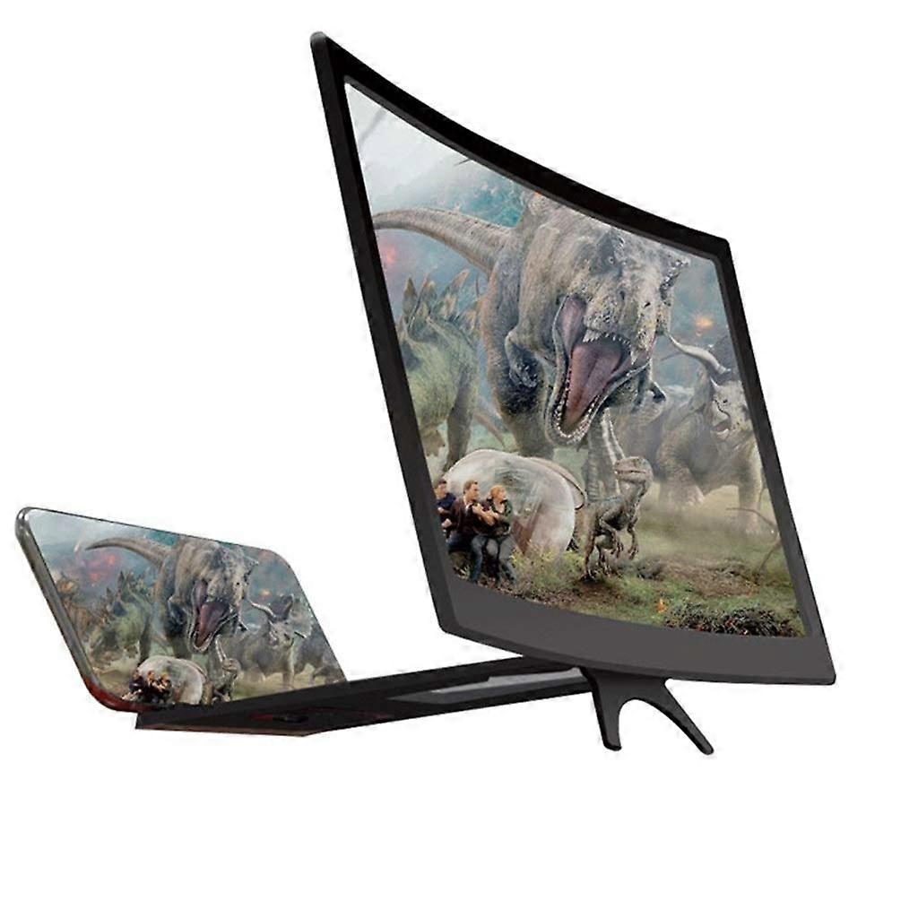 12 Inch 3D Curved Screen Magnifier for Cell Phone, HD Projector Screen Enlarger for Media, Foldable Stand