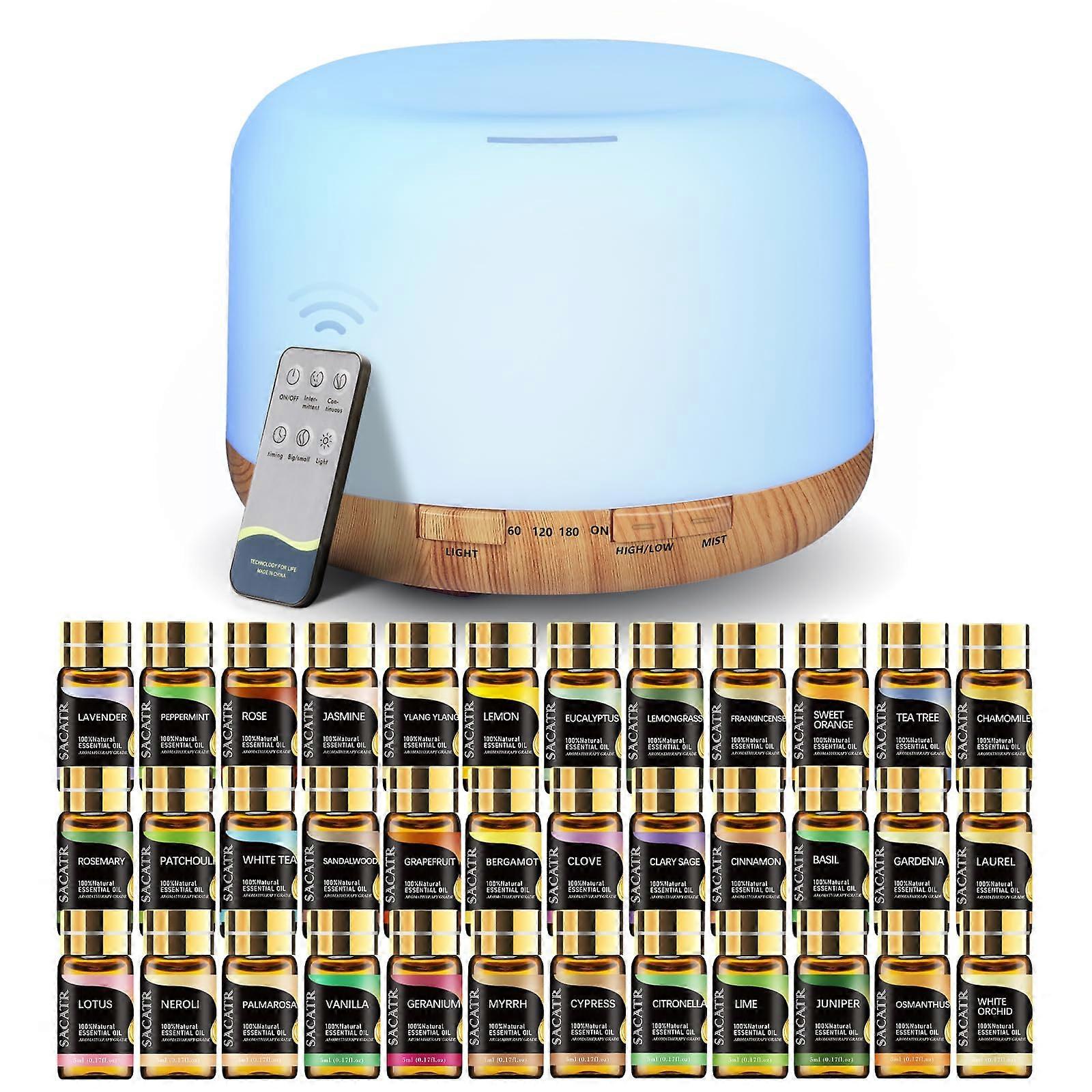 Essential oil diffusers for the house 36 oil diffuser set, 500ml aroma diffuser for large room