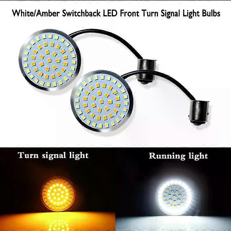2-Inch Bullet 1157 White&Amber Dual-color LED Front Turn Signal Lights compatible for Har-ley Davidson Softail Dyna Motorcycles