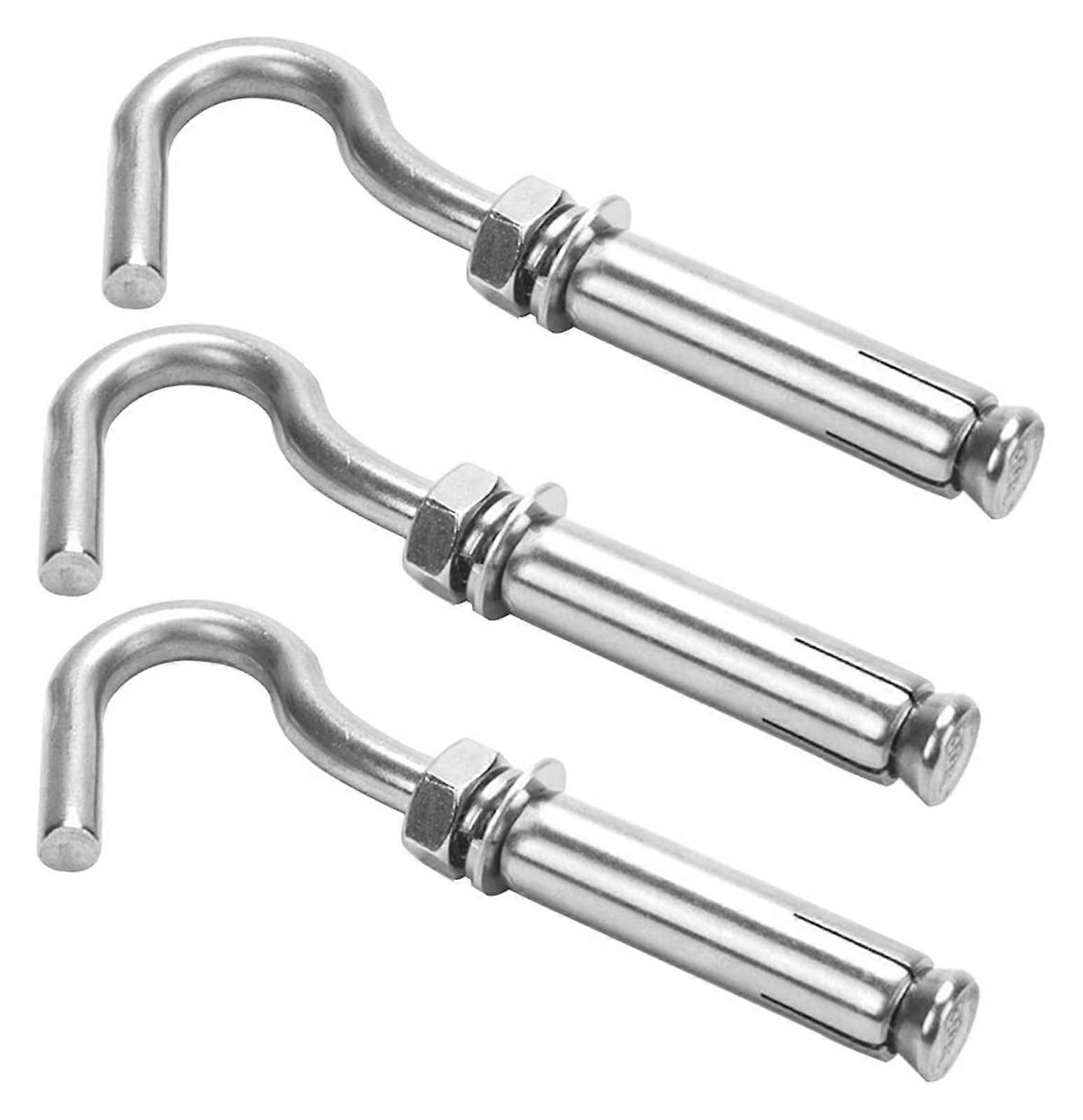Stainless Steel Expansion Sleeve Anchor Screw Bolts - 3 Piece Anchor Bolt Set with Hook Openings for Secure Fastening