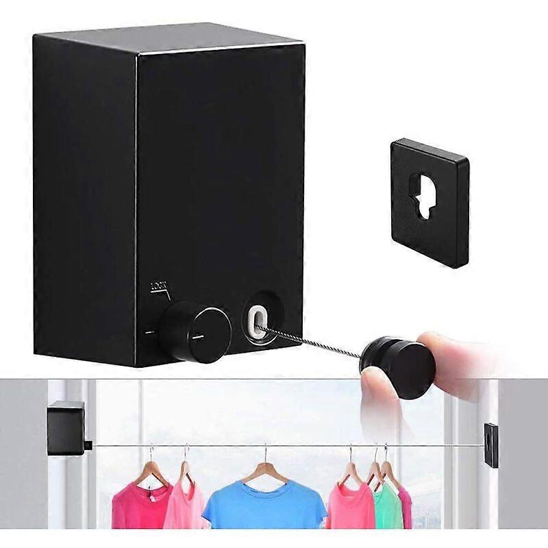 Retractable Clothesline Heavy Duty Clothes Line for Drying Clothes - Wall Mounted Stainless Steel Laundry Line - Easy to Install and Hide, Black