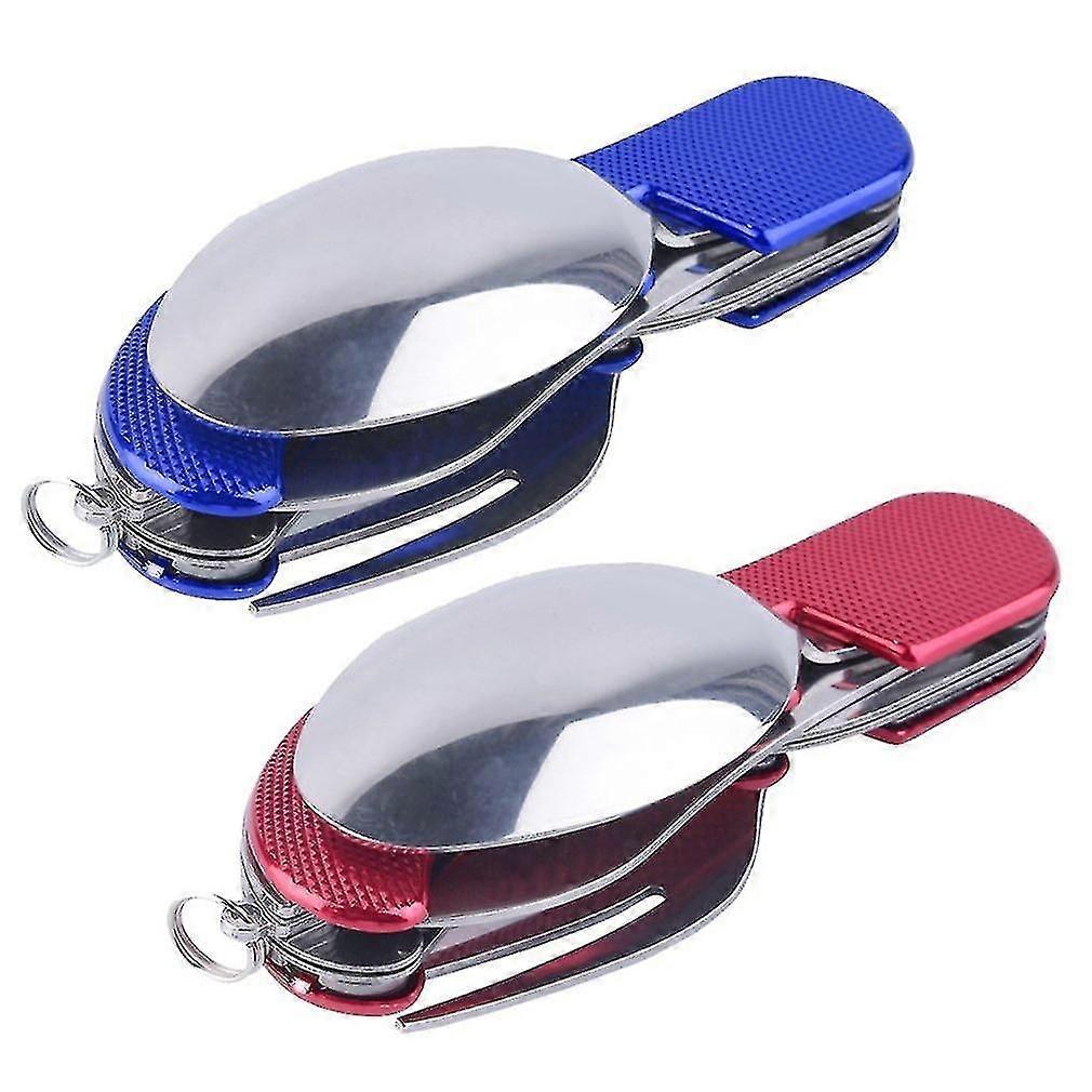 Outdoor Camping Portable Fork Knife Tableware Tools ,stainless Steel 3 In1 Multi-function Folding Spoonamp;fork Knife Travel Sets