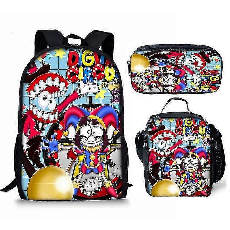 Der erstaunliche digitale Zirkus Rucksack Schultasche oder Essenstasche oder Stifttasche oder 3 Stück für Kinder-A