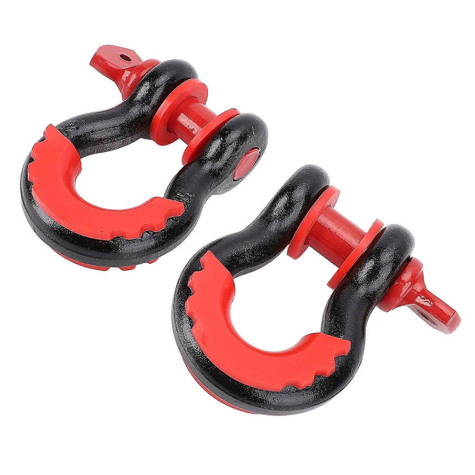 D Ring Auto Shackle 2-Piece Set 8800LBS Heavy Duty Tow Winch Shackles Vehicle Recovery Offroad Towing Black with Red Axes