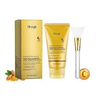 1-3pcs Kojic Acid Turmeric Night Wrapping Mask, Peel off Facial Mask with Brush