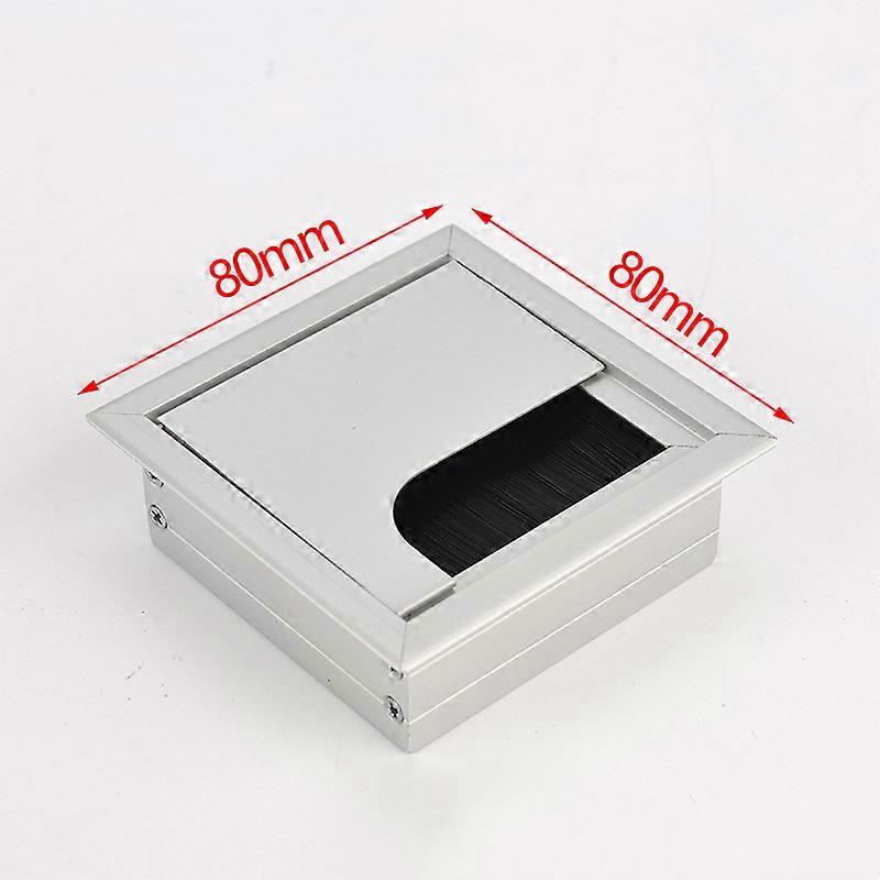 2PCS Computer Desk Grommet Table Cable Tidy Wire Hole Cover Outlet Cord Grommet Surface Port Square Hole Wire Aluminum Alloy Wire Box Worktop 80x 80mm