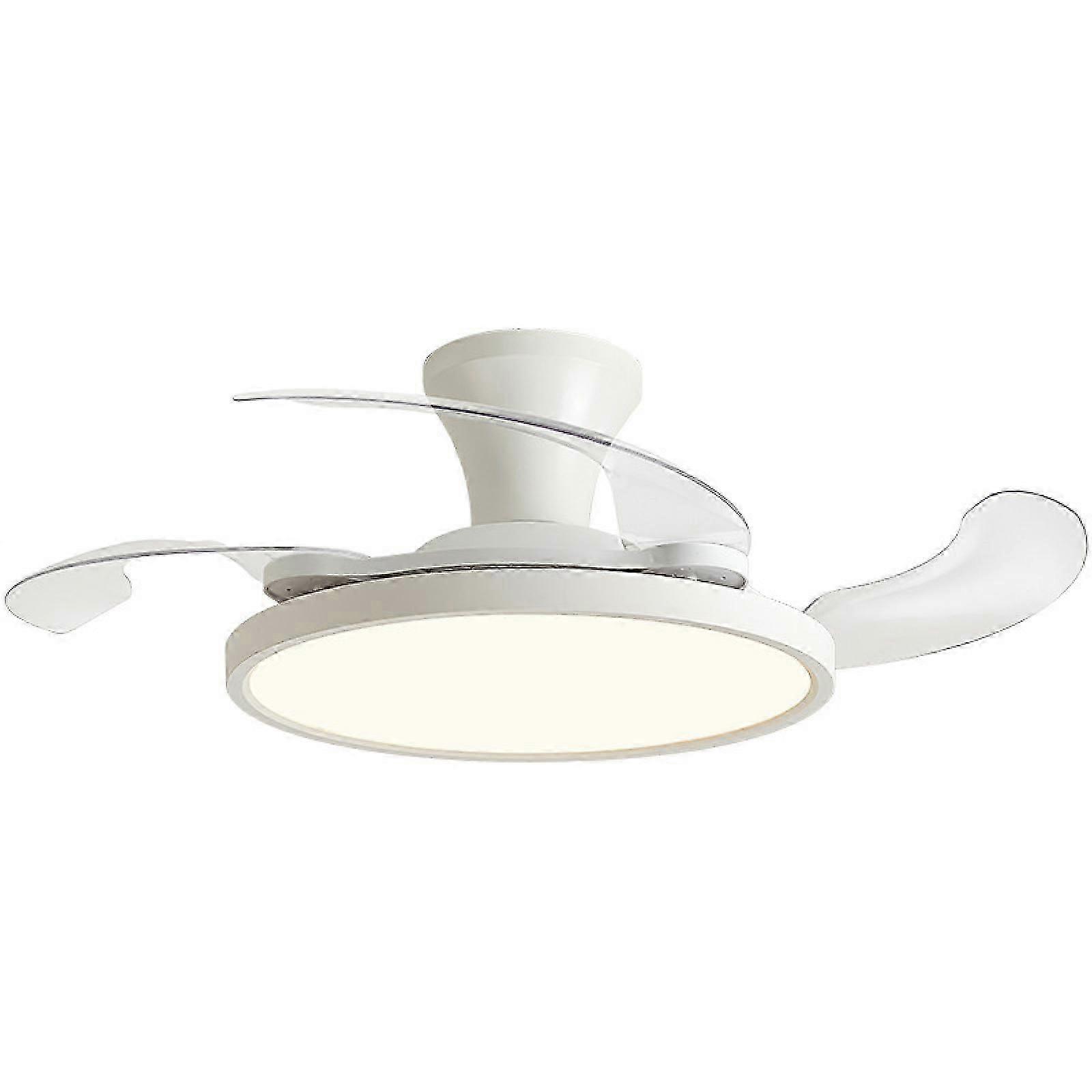 Ceiling fan with light and remote control, black retractable ceiling fan 100 cm, invisible ceiling fan pendant light 4 fan blades, dc reversible