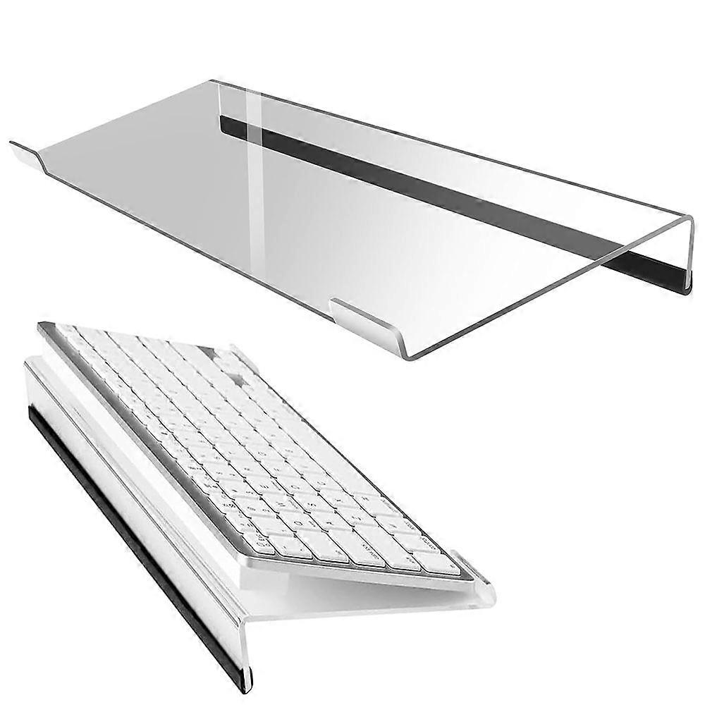 Richboom Clear Acrylic Tilt Computer Keyboard Stand for Convenient Ergonomic Typing, Upgraded Version, Keyboard Stand with Silicone Non-slip Cover for