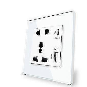 Power Wall Type C Interface Socket-Yvan 2100ma Usb Outlet Crystal Glass Panel 13a Uk