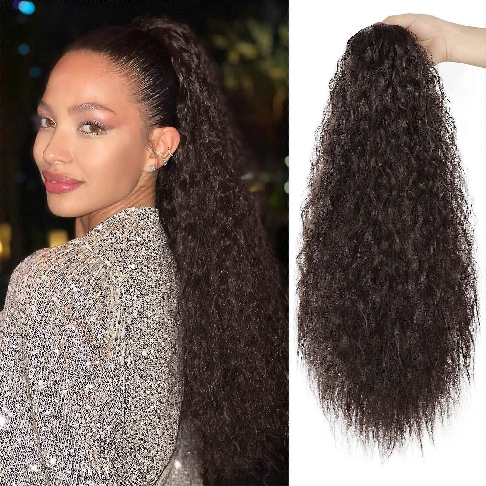 22 Inch Long Curly Wavy Ponytail Extension Clip in for Women