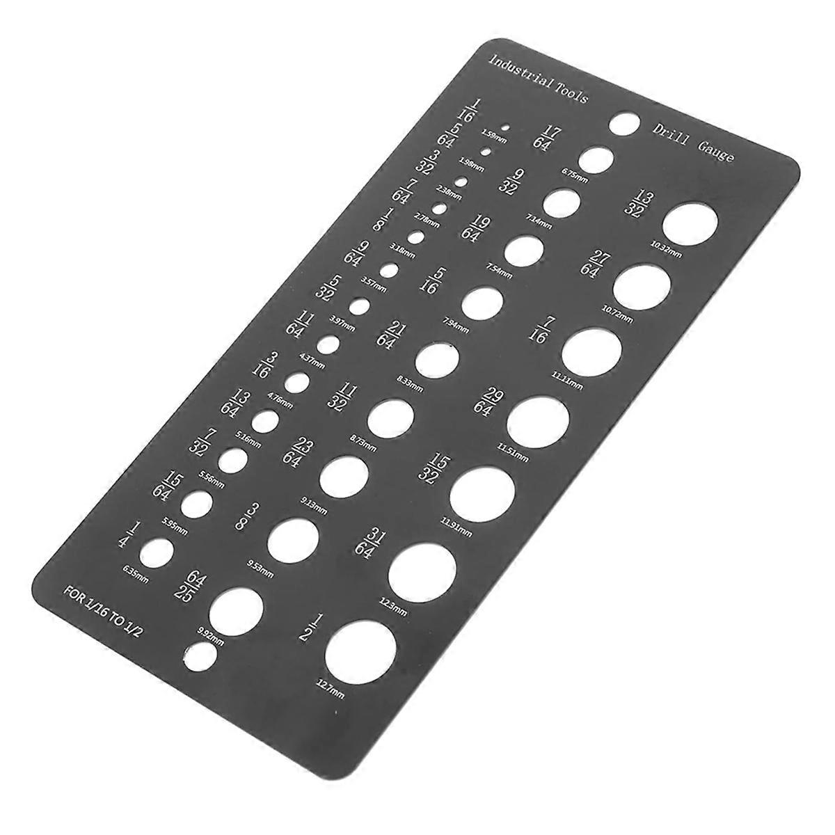 Drill Bit Gauge 1/16 to 1/2In 29-Hole Drill Bit Measuring Instrument