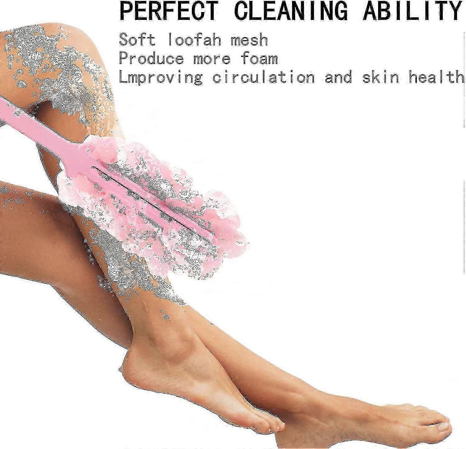 Shower Back Scrubber, Long Handled Luffa Shower Brush, Soft Nylon Mesh Back Cleaning Washer