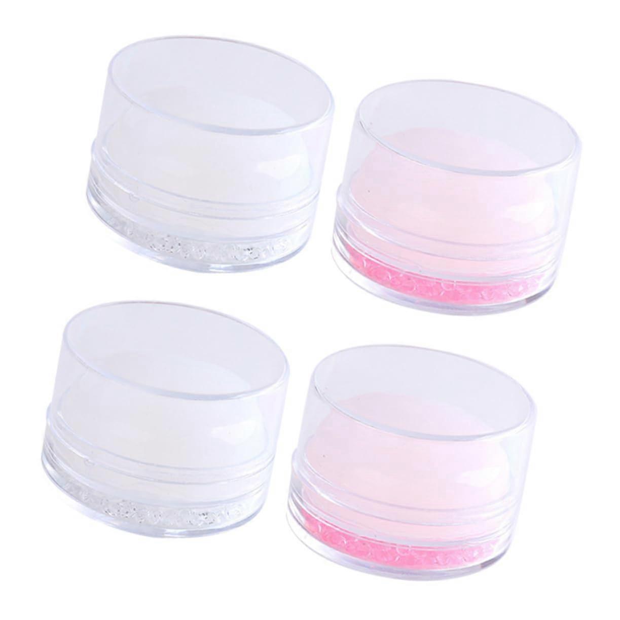 Nail Art Stamper Tool Set 4pcs Silicone Stamps for French Manicure Nail Printing Kit with Extra Plates and Applicators