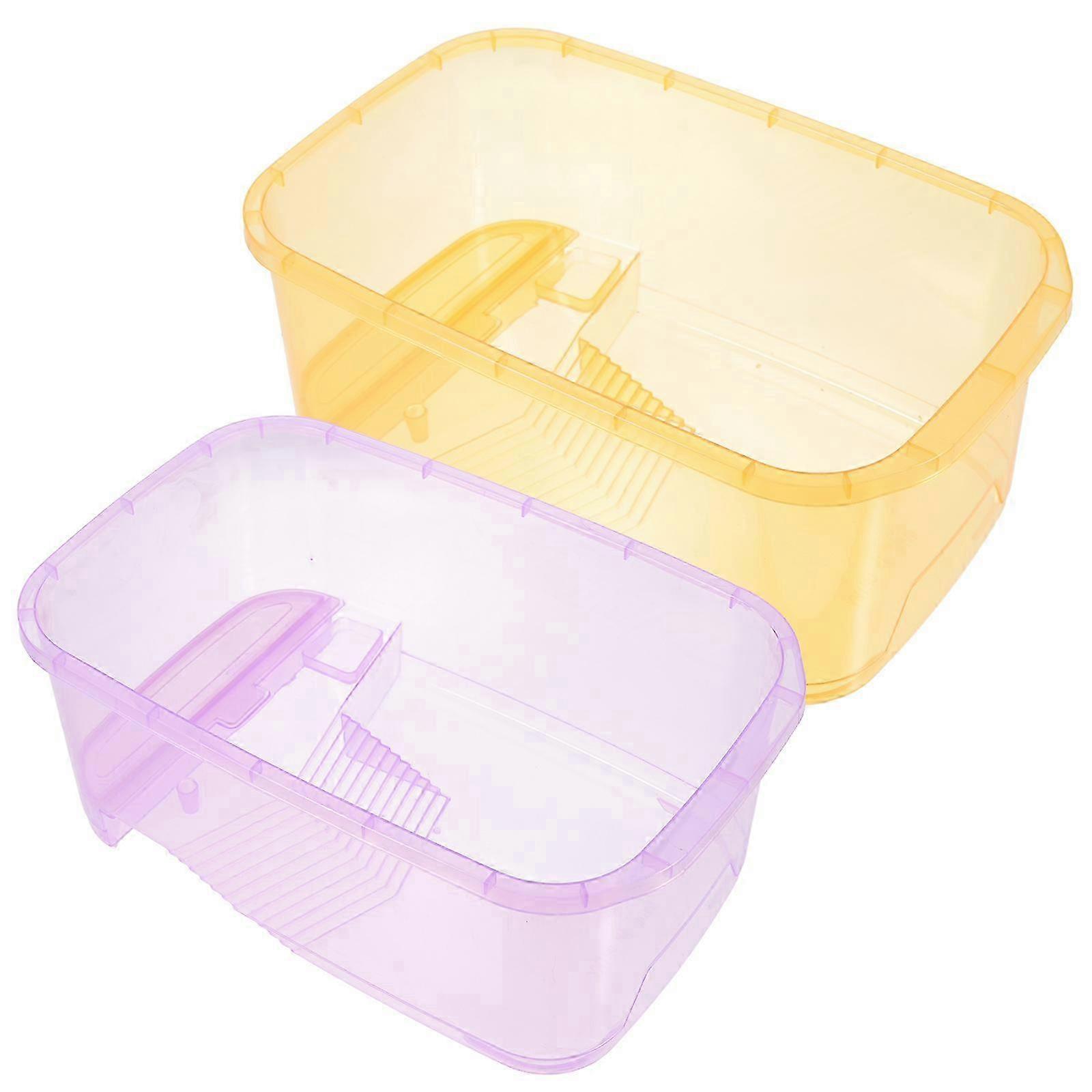 2Pcs Turtle Tank with Platform, Creative Turtle Habitat, Practical Aquarium 25X17.5X11CM