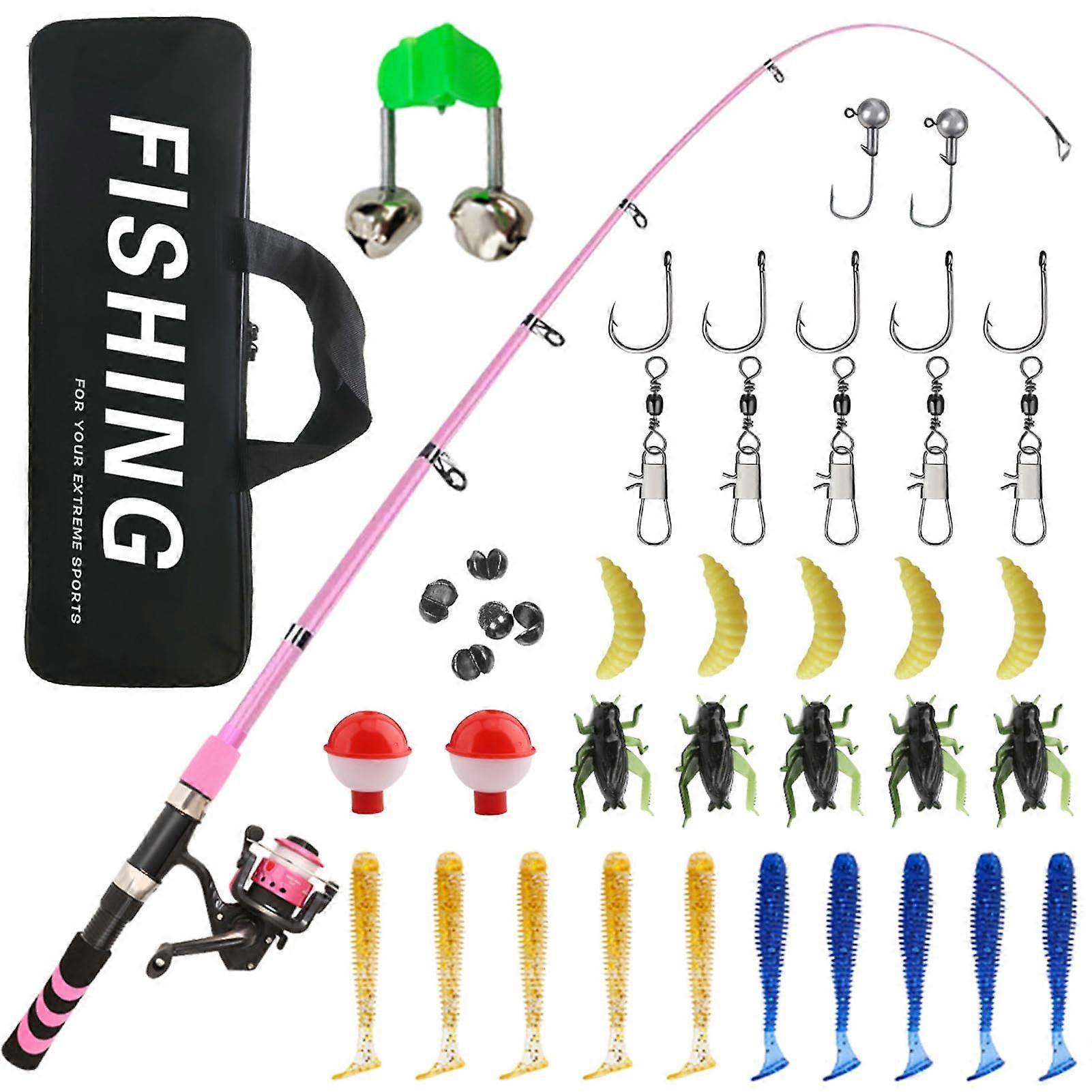 Kinder fishing rod set, telescopic rod with carrying bag for birthday