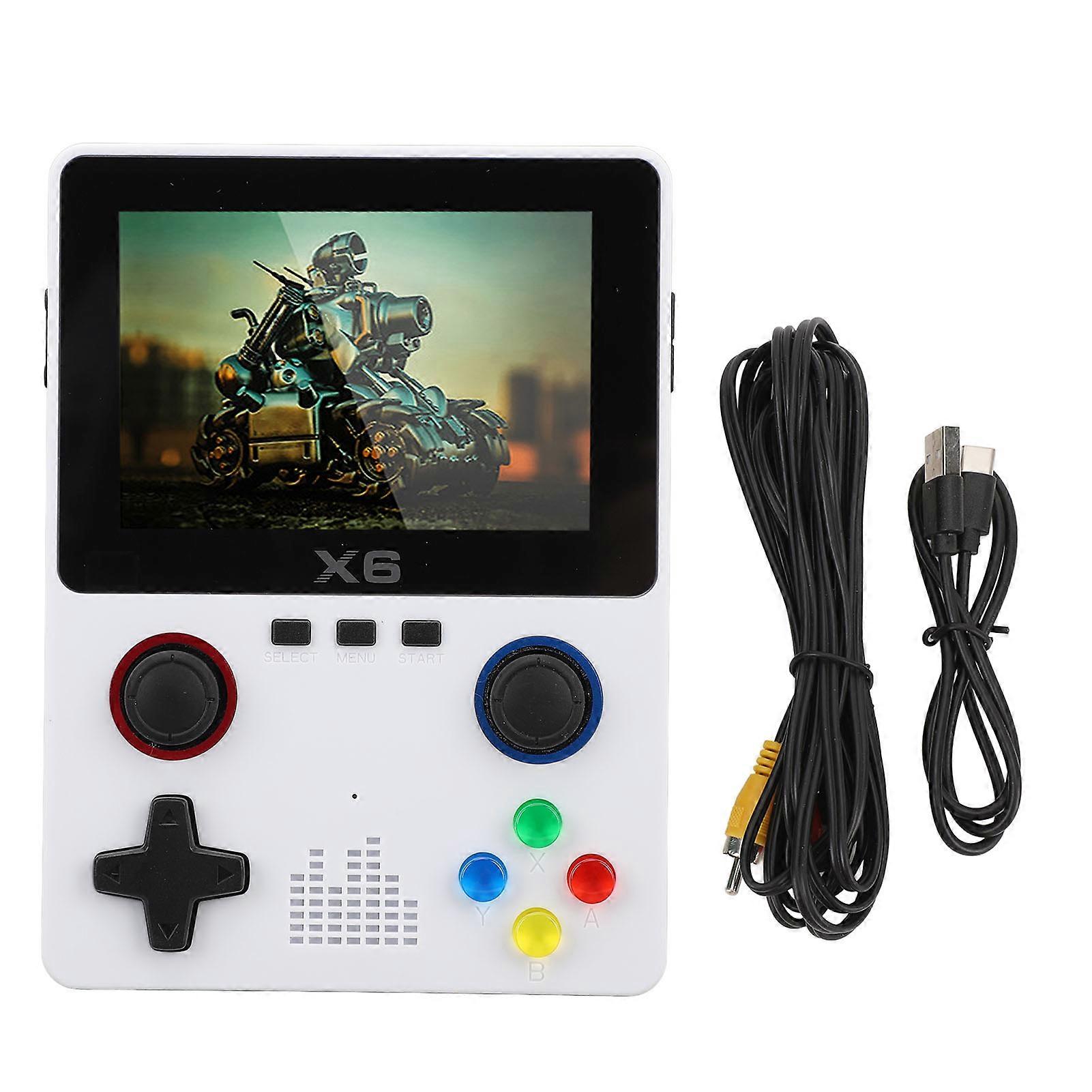 White Handheld Game Console: Dual Joysticks, 3.5" HD IPS Screen, 2-Player Support, 2000mAh