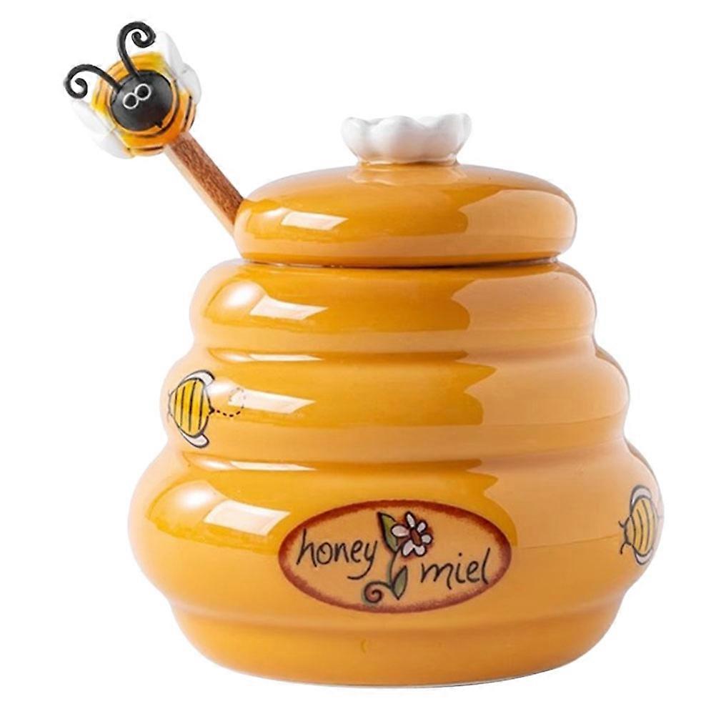 Ceramic Honey Storage Jar with Lid and Dipper – Unique Kitchen Decor & Practical Honey Holder for Dining Table Use