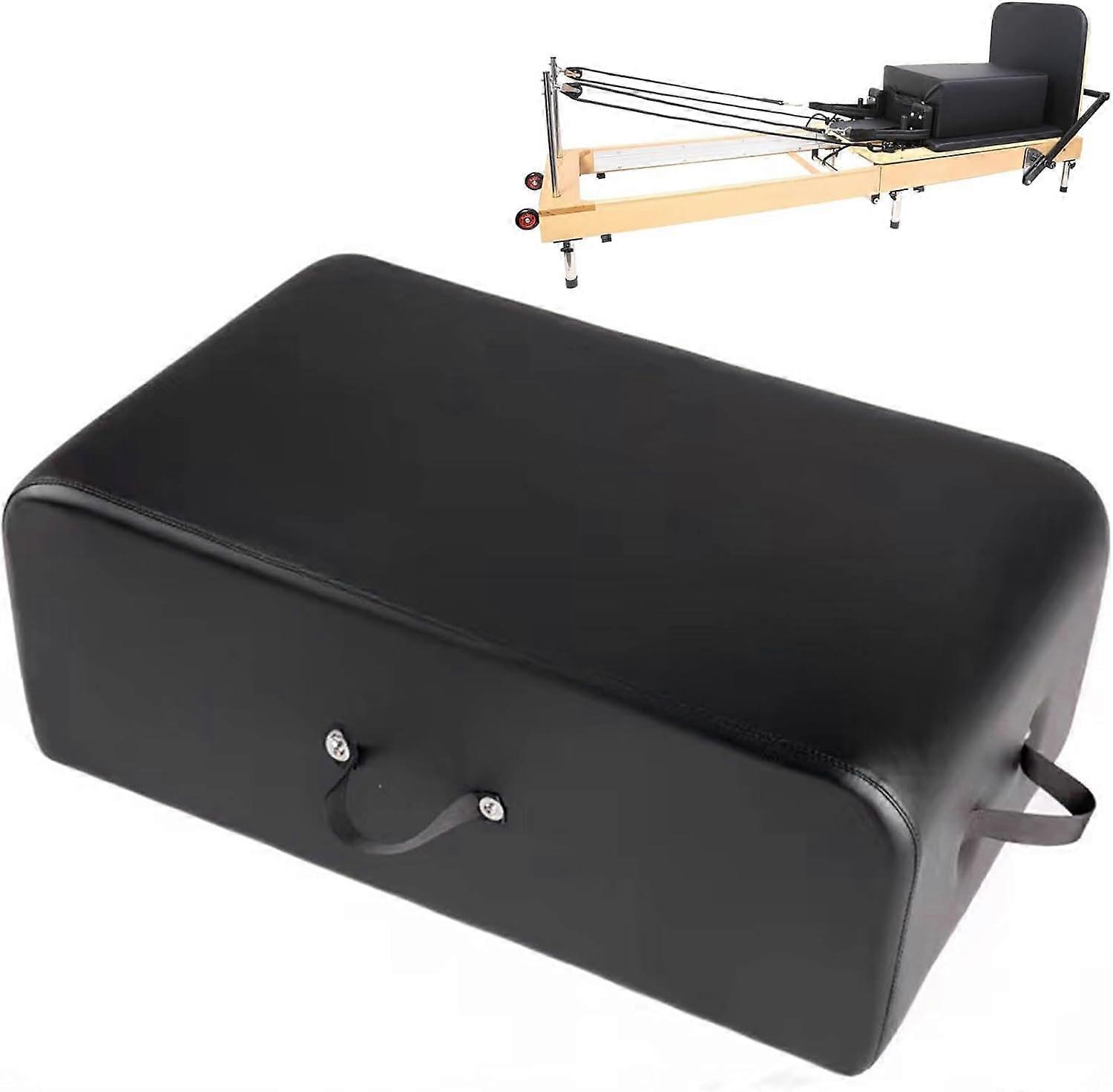 Pilates Reformer Seat Box for Home Workouts and Studio Use, Black, Durable Material, Compatible with Standard Reformers
