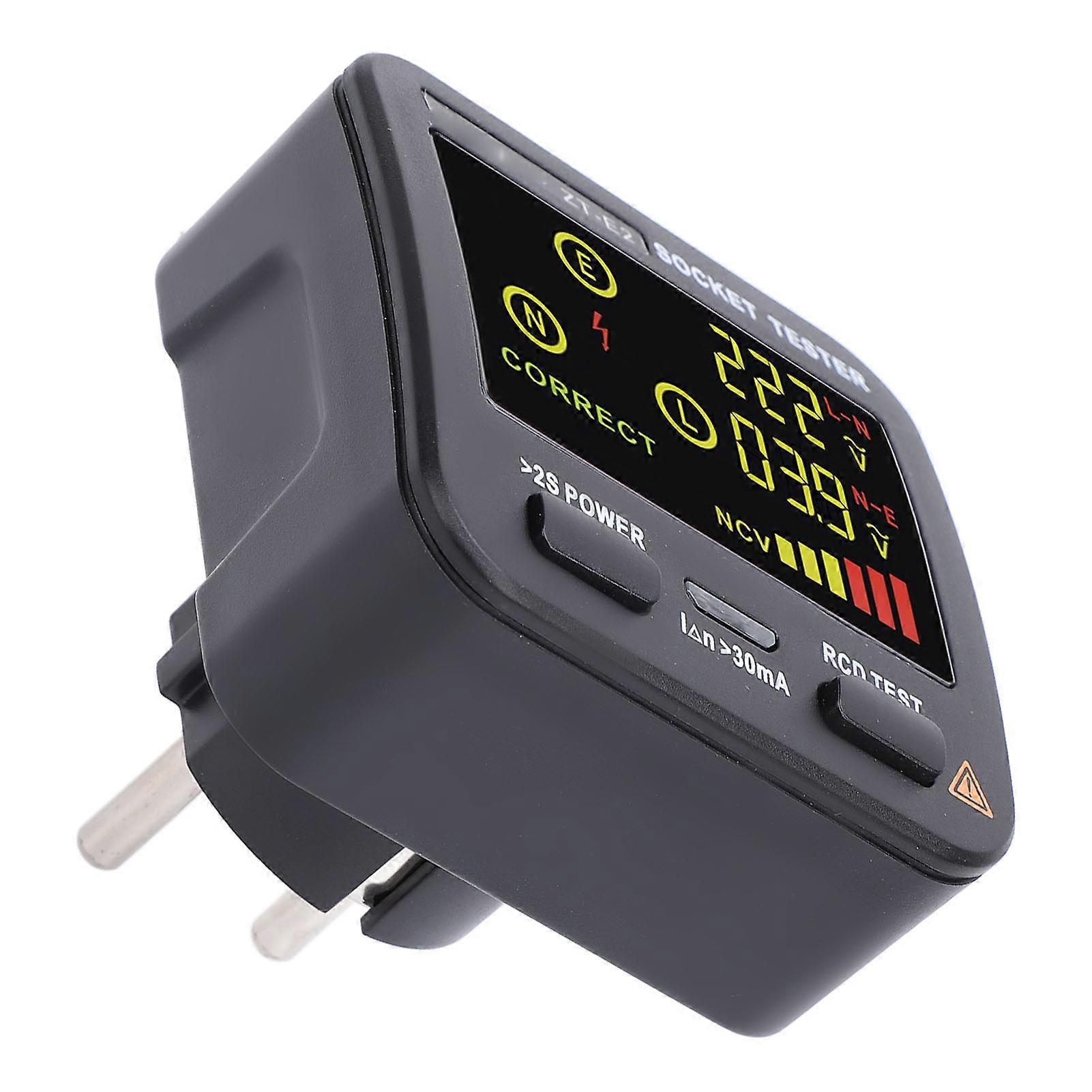 Outlet Tester LCD Color Screen Leakage Detection Neutral Live Wire Testing Receptacle Tester 
