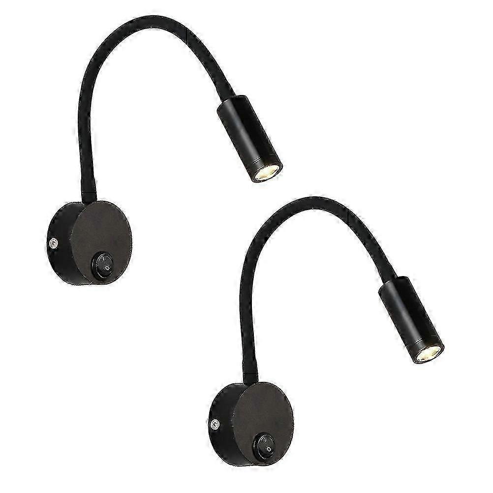 2 Pcs 3W Flexible LED Gooseneck Bedside Reading Light Plug in Wall Light Cylinder with Sheath No Lin SZRH A-D 1677