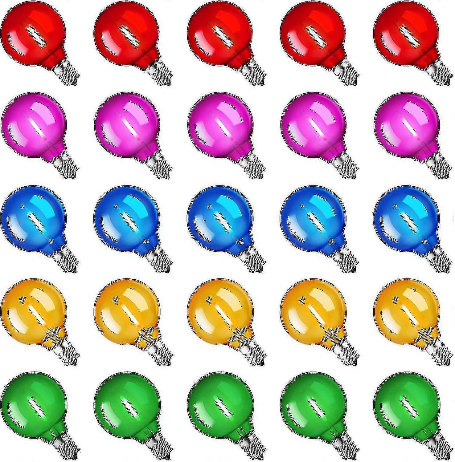 Confezione da 25 luci di Natale a LED G40 multicolore, lampadine con base a candelabro E12 da 1 W, globo in plastica infrangibile Luci in stile Edison