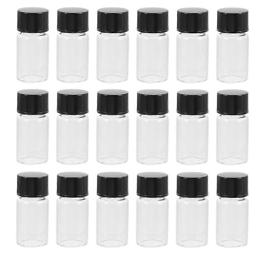 20 Pack Transparent Glass Vials with Caps Durable Flat Bottom Bottles for Essential Oils, Aromatherapy, Cosmetics, and Lab Use