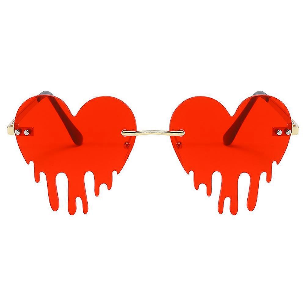 Chic Heart Shaped Rimless Sunglasses for Women – Colorful Party Accessory with Comfortable Nose Pads for Festivals, Photo Props, and Friends