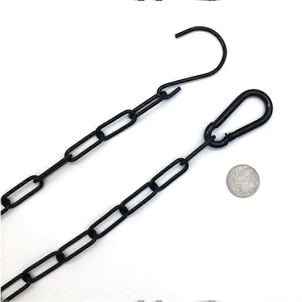 Black Thickened Iron Hanging Chains with S Hook and Carabiner – Durable Coated Chains for Bird Feeders, Planters, and Lanterns – Strong Hold and Easy