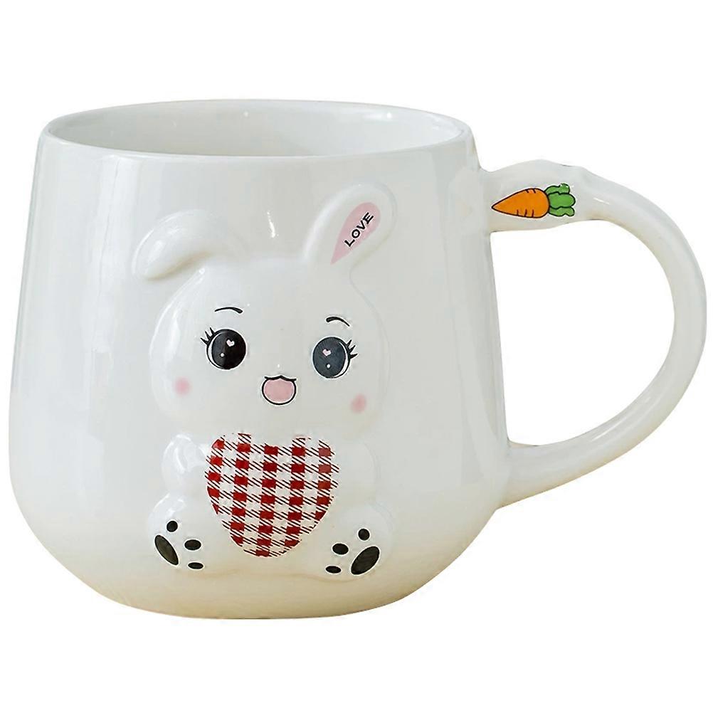 Bunny Embossed Ceramic Mug Office Tea Cup Assorted Color Suitable for Various Drinks 1Set